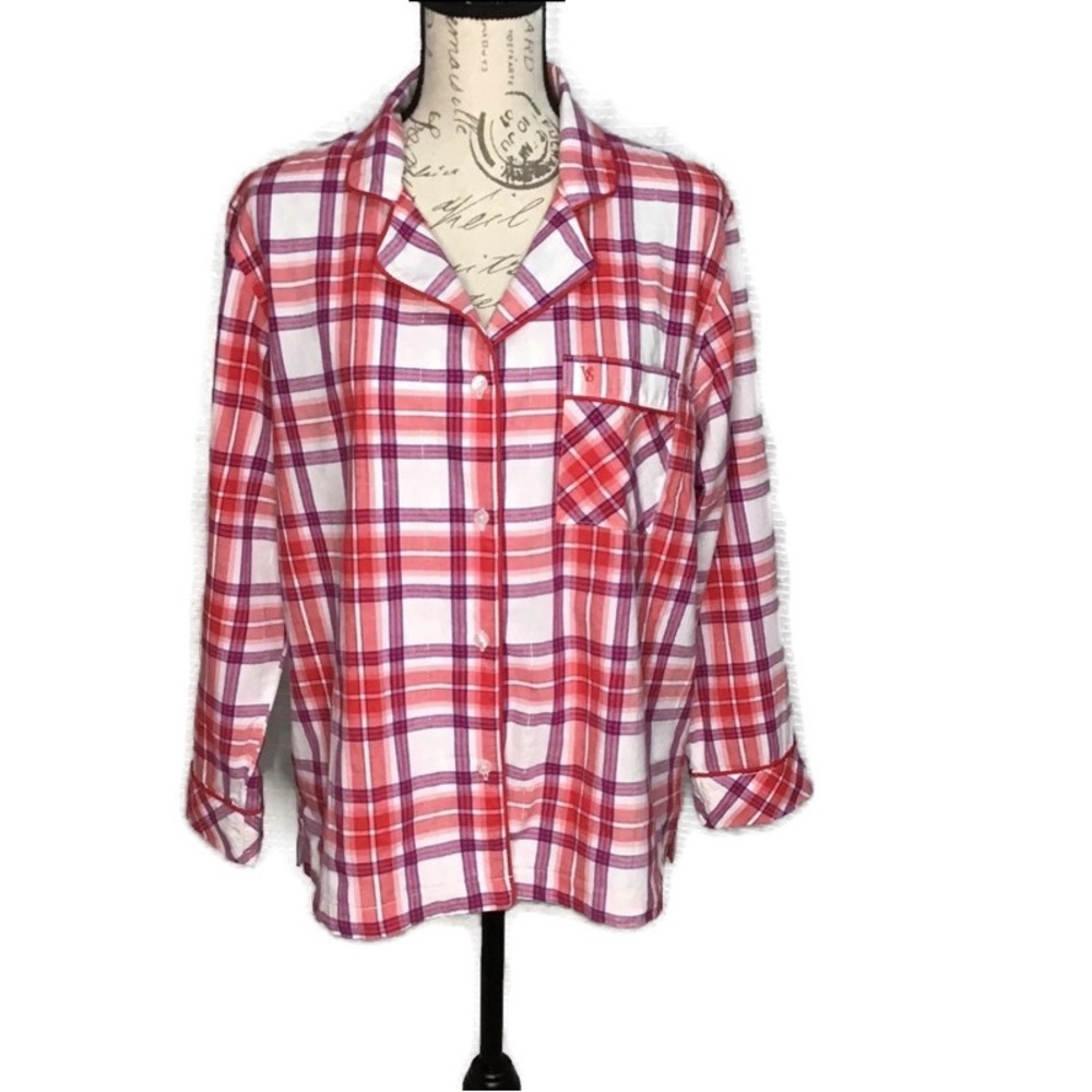 Victoria’s Secret Plaid PJ Top Sleep shirt